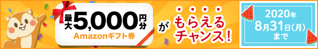 初めての方限定!!夏の交換キャンペーン!!抽選で最大5,000円分のAmazonギフト券をプレゼント!