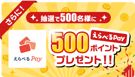 さらに！抽選で500名様にえらべるPay 500ポイントプレゼント！