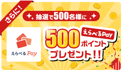 さらに！抽選で500名様にえらべるPay 500ポイントプレゼント！