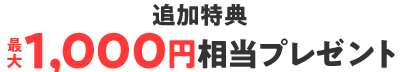 追加特典 最大1,000円相当プレゼント