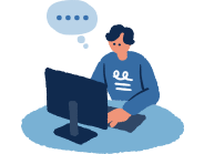 パソコンでの情報収集に悩む人のイラスト