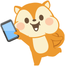 スマホを掲げるモッピーくん
