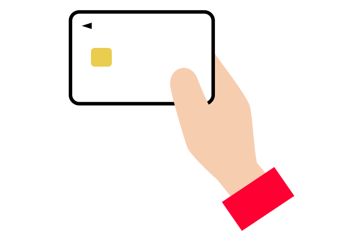 クレジットカードを持つ手の画像