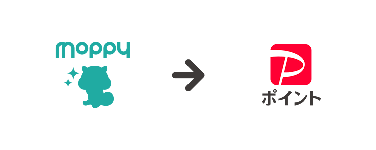 モッピーからPayPayポイントへ交換を表現した図